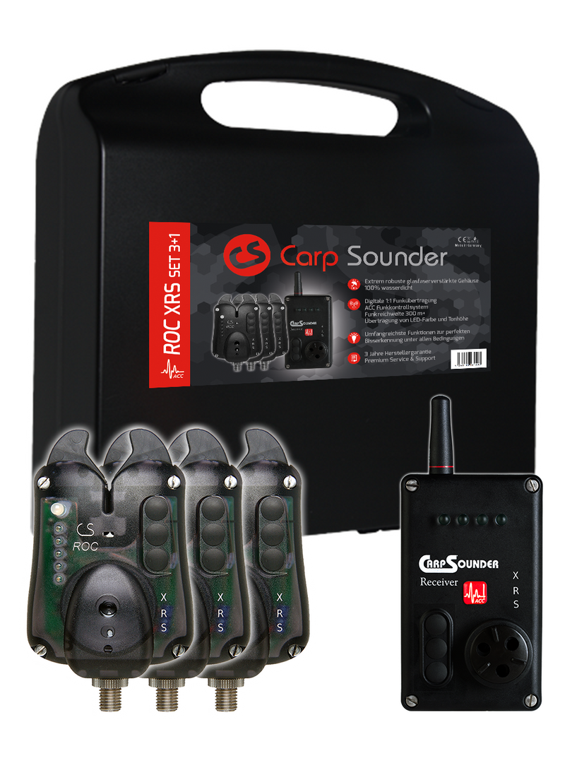 Carpsounder ROC XRS ACC Neon Black Funkset 3+1 / Digitale Funkbissanzeiger-System