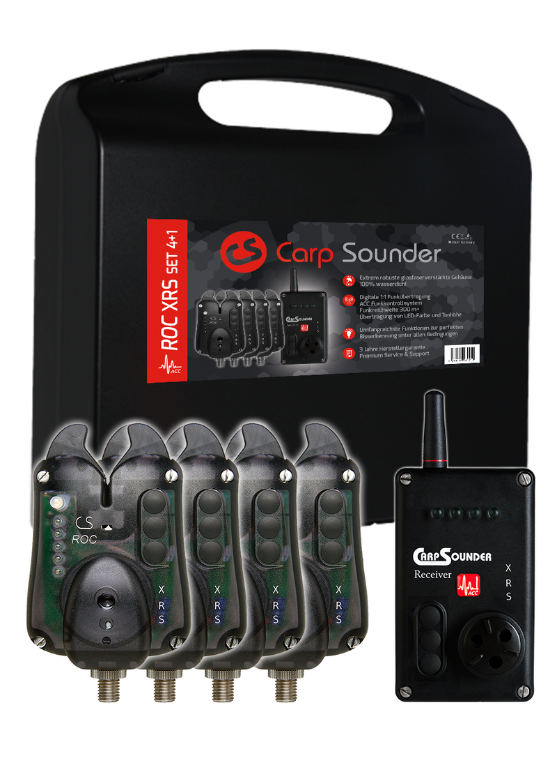 Carpsounder ROC XRS ACC Neon Black Funkset 4+1 / Digitale Funkbissanzeiger-System