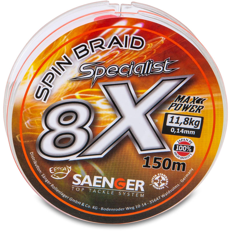 Sänger Specialist Spin Braid 8x 150m fluo Orange - geflochtene Schnur